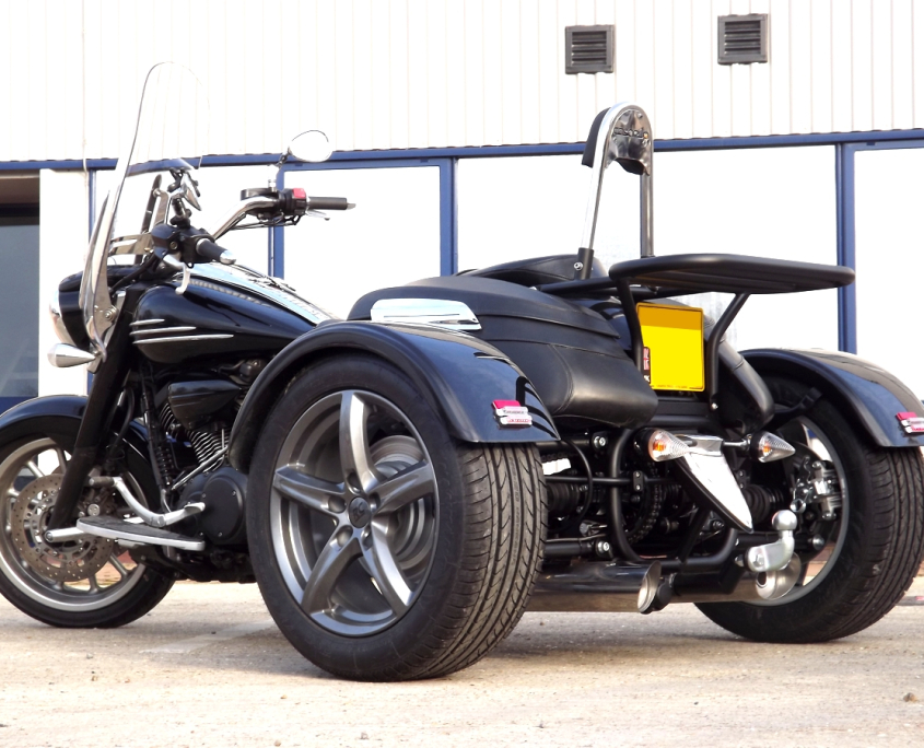 Casarva Yamaha XV1900 Midnight Star IRS chain drive trike with reverse and demountable tow-bar. belt to chain drive conversion