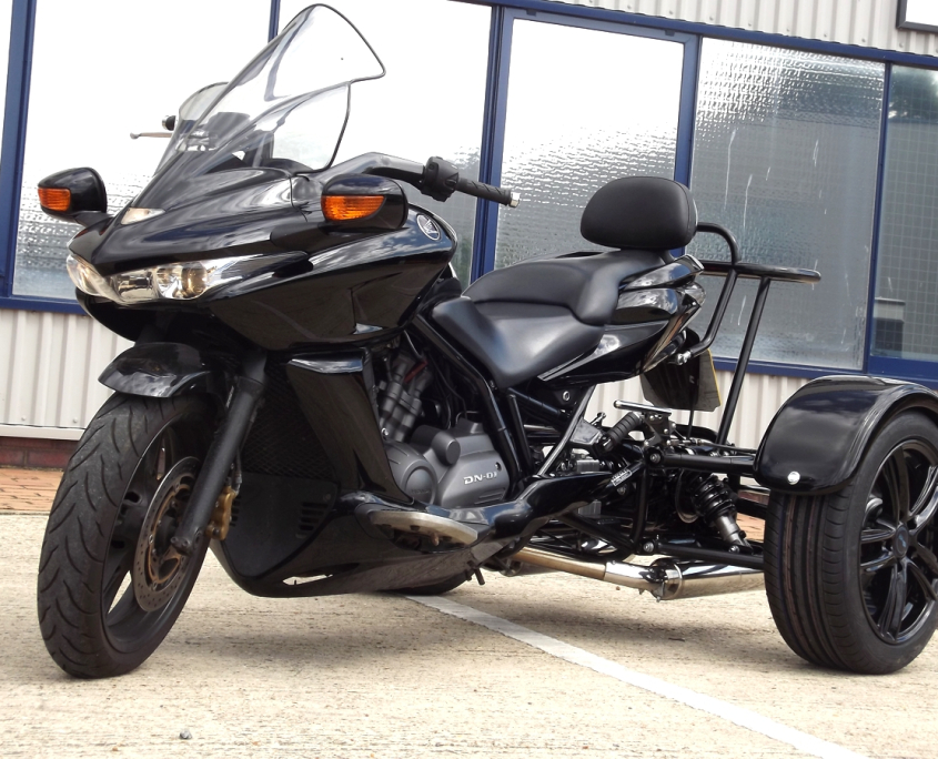 Casarva Honda DN01 Automatic gearbox IRS Trike with reverse, Casarva Custom Rack and stainless twin exhaust system.