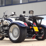 Casarva Triumph Rocket 111 shaft drive IRS trike with reverse gearbox, raked triple trees,. Stainless Exhausts reroute and pannier relocation