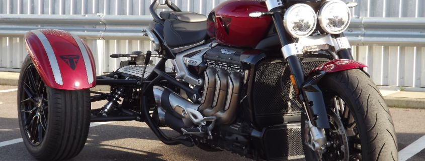 Casarva Triumph Rocket 3r r3r trike. with raked front forks, reverse gearbox and casarva IRS trike conversion