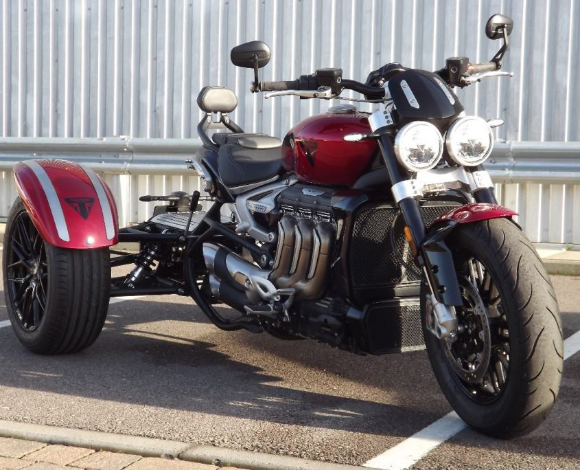 Casarva Triumph Rocket 3r r3r trike. with raked front forks, reverse gearbox and casarva IRS trike conversion