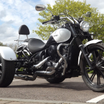 Casarva Kawasaki VN900C trike with belt drive and IRS, Casarva dual rerouted stainless twin exhaust system. #casarva #trikes