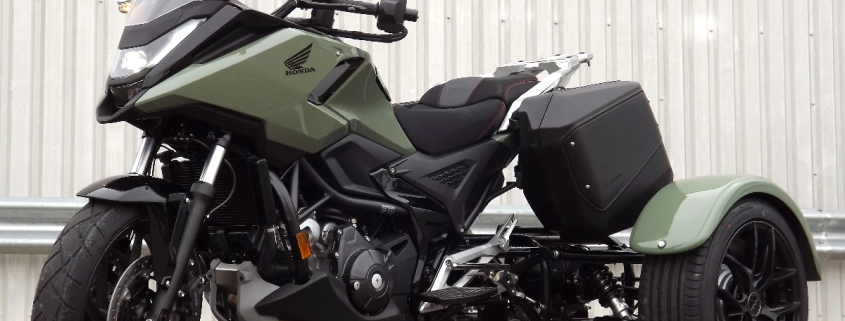 Casarva Honda NC750X DCT trike with reverse and throttle moved to left with left hand rear brake lever