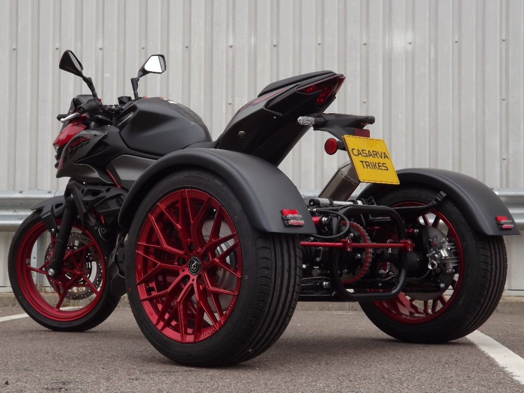 Casarva Kawasaki Ninja 500 IRS chain drive trike with reverse gearbox