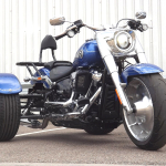 Casarva Harley Davidson FLFB Fat Boy 117 engine trike with reverse, dual exhaust and custom rack with sissy bar