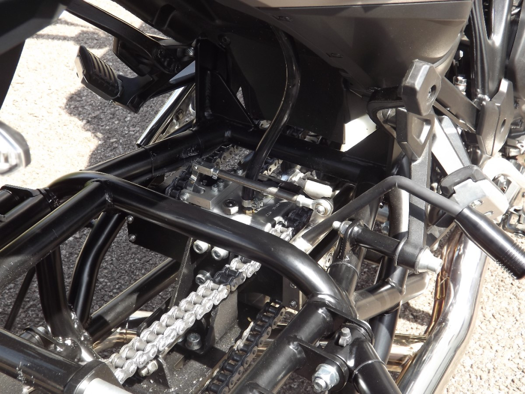 Casarva Honda NT1100 DCT Automatic gearbox IRS trike with chain drive reverse gearbox and Casarva twin stainless steel exhaust reroute with carbon silencers and full luggage