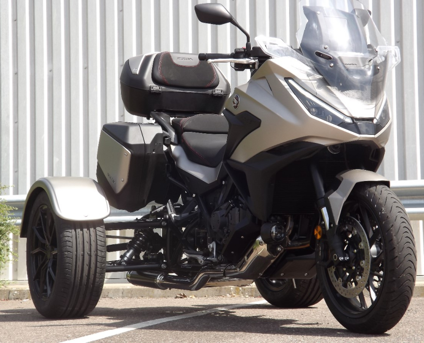 Casarva Honda NT1100 DCT Automatic gearbox IRS trike with chain drive reverse gearbox and Casarva twin stainless steel exhaust reroute with carbon silencers and full luggage