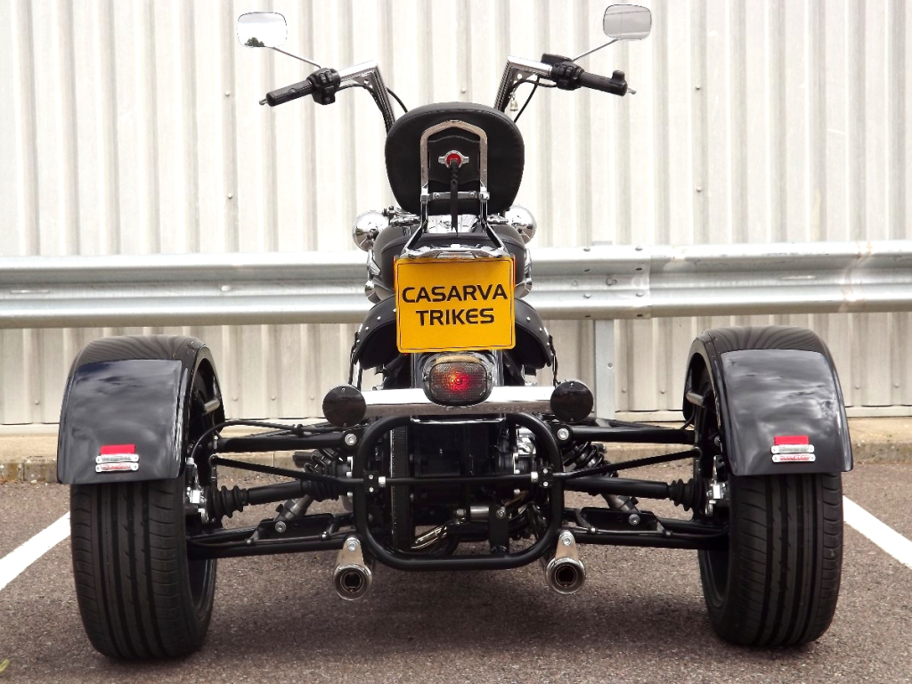 Casarva Harley Davidson Softail Classic belt drive IRS trike with reverse gearbox and custom dual stainless exhausts