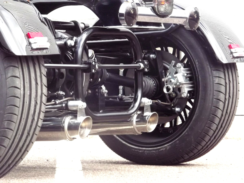 Casarva Harley Davidson Softail Classic belt drive IRS trike with reverse gearbox and custom dual stainless exhausts