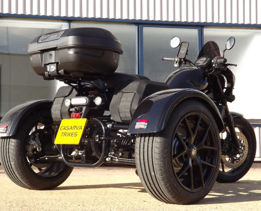 Casarva Honda CMX1100 Rebel DCT independent rear suspension trike with automatic gearbox, Casarva reverse gearbox, Puig batwing screen, Hepco & Becker top case and rack, SW-Motech panniers, stainless exhsust system, Y Spoke alloy wheels.